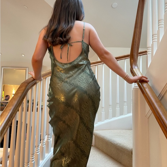 Rat & Boa Alessandra slip dress green gold maxi slip **message before purchasing - Picture 2 of 6